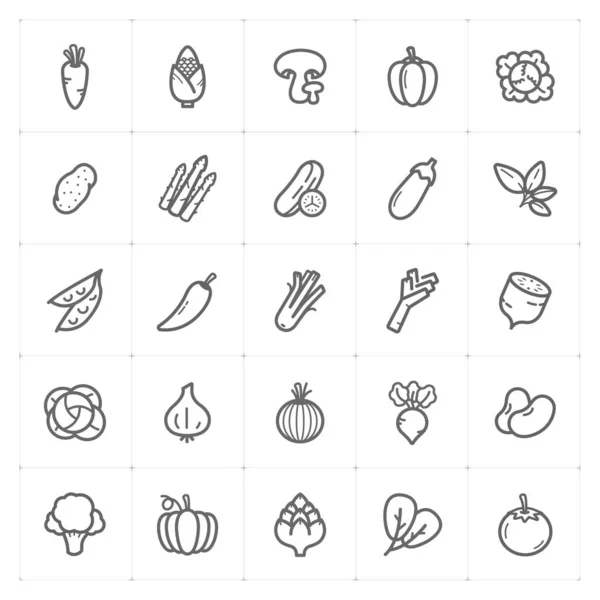 Simge seti - Beyaz arkaplanda sebze simgesi çizimi çizimi çizimi