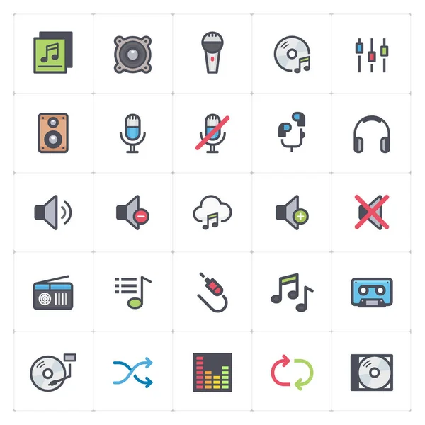 Conjunto Iconos Trazo Contorno Voz Audio Con Ilustración Vectores Color — Vector de stock