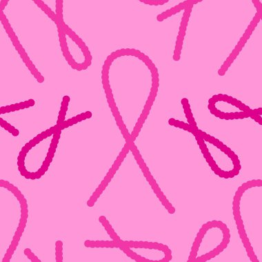 Göğüs kanseri ayı, ambalaj kağıdı, tıbbi aksesuar ve ilaç tekstili için kusursuz pembe kurdele günü deseni. Yüksek kaliteli illüstrasyon