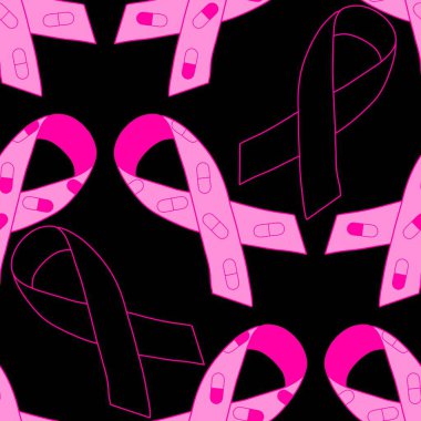 Göğüs kanseri ayı, ambalaj kağıdı, tıbbi aksesuar ve ilaç tekstili için kusursuz pembe kurdele günü deseni. Yüksek kaliteli illüstrasyon