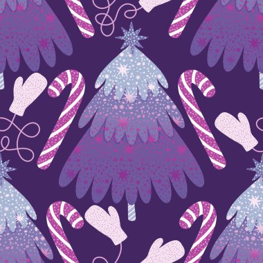 Noel ağacı kağıtları, kumaşlar, çarşaflar, yeni yıl ambalajları, çocuk giysileri baskısı ve Noel partisi aksesuarları için kusursuz kış oyuncakları deseni. Yüksek kaliteli illüstrasyon