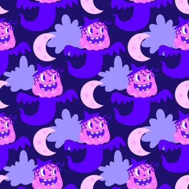 Sonbahar hasadı sebzesiz canavar Cadılar Bayramı balkabağı desenli kağıt, kumaş ve çocuk giysileri baskısı, şenlikli ambalaj ve aksesuarlar. Yüksek kaliteli illüstrasyon