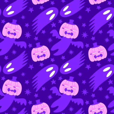 Sonbahar hasadı sebzesiz canavar Cadılar Bayramı balkabağı desenli kağıt, kumaş ve çocuk giysileri baskısı, şenlikli ambalaj ve aksesuarlar. Yüksek kaliteli illüstrasyon