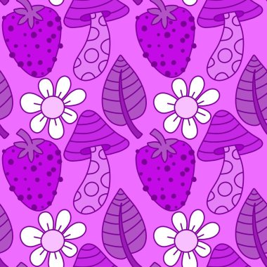 Kağıt, kumaş, çarşaf ve çocuk giysisi baskısı için mantarsız şirin desenler. Yüksek kaliteli illüstrasyon