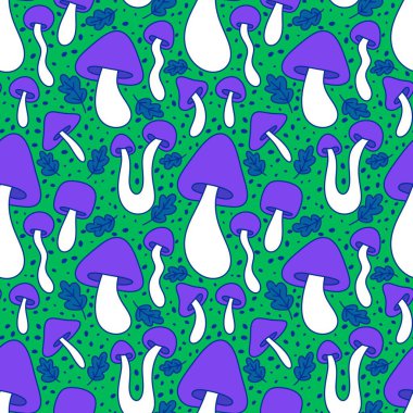 Kağıt, kumaş, çarşaf ve çocuk giysisi baskısı için mantarsız şirin desenler. Yüksek kaliteli illüstrasyon