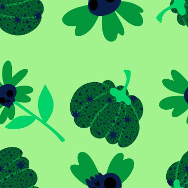 Sonbahar hasadı sebzesiz canavar Cadılar Bayramı balkabağı desenli kağıt, kumaş ve çocuk giysileri baskısı, şenlikli ambalaj ve aksesuarlar. Yüksek kaliteli illüstrasyon