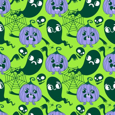 Sonbahar hasadı sebzesiz canavar Cadılar Bayramı balkabağı desenli kağıt, kumaş ve çocuk giysileri baskısı, şenlikli ambalaj ve aksesuarlar. Yüksek kaliteli illüstrasyon