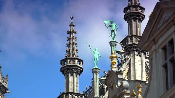 European Brussels City Grand Place Square Ayuntamiento Bélgica Multitud Turistas — Vídeos de Stock