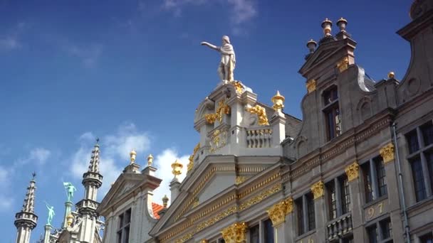 European Brussels City Grand Place Square Ayuntamiento Bélgica Multitud Turistas — Vídeos de Stock