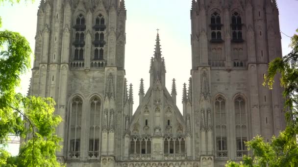 Catedral São Miguel Bruxelas Bélgica — Vídeo de Stock
