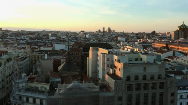 Madrid Sunset Gran Traffic Roof Top Metropolis View Panorama Real — Stock Video