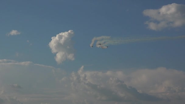 Rumänien Bukarest Circa 2018 Airshow Aerobatic Sport Plan Flygplan Akrobatik — Stockvideo