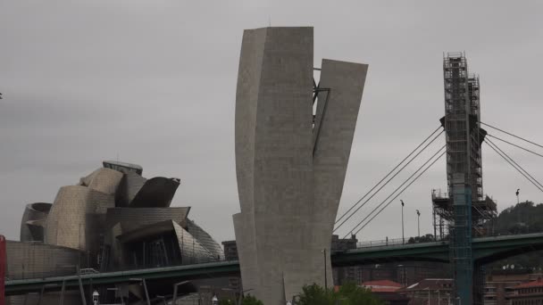 Bilbao Spain Circa 2017 Cityscape Bilbao City Landscape River Bridge — Stock Video