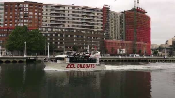 Bilbao Spanya Bilbao Şehir Manzara Nehir Köprü Promenade Bilbao Spanya — Stok video