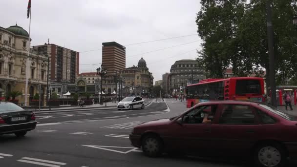 Bilbao Spanien 2017 Stadtbild Von Bilbao Stadtlandschaft Mit Fluss Brücke — Stockvideo