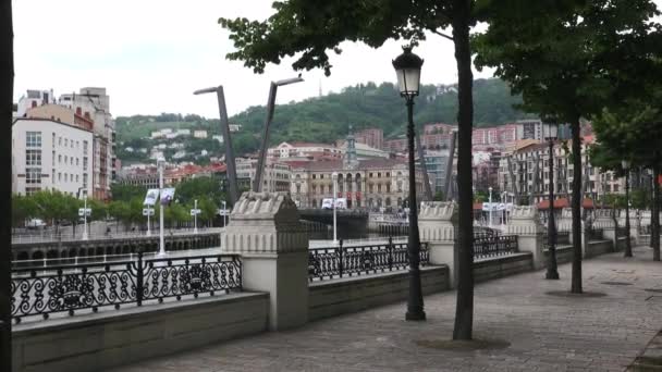 Bilbao Spain Sekitar Tahun 2017 Cityscape Bilbao City Landskap River — Stok Video