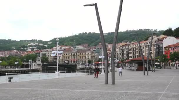 Bilbao Espanha Circa 2017 Paisagem Urbana Bilbau Paisagem Urbana Com — Vídeo de Stock