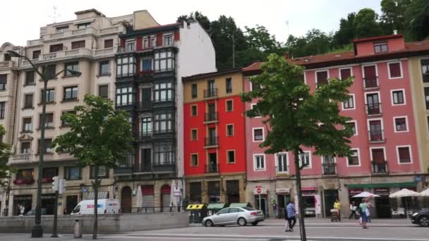 Bilbao Spanje Circa 2017 Cityscape Van Bilbao Stad Landschap Met — Stockvideo