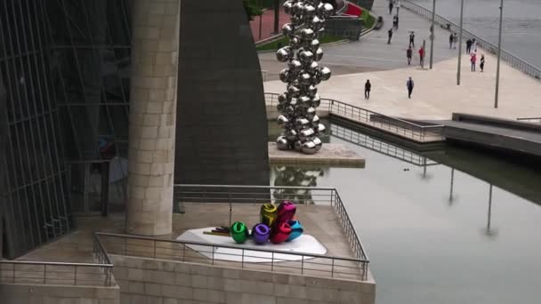 西班牙毕尔巴鄂 2017年 毕尔巴鄂古根海姆博物馆是加拿大裔美国建筑师弗兰克 盖瑞设计的现代和当代艺术博物馆 毕尔巴鄂 巴斯克地区 — 图库视频影像