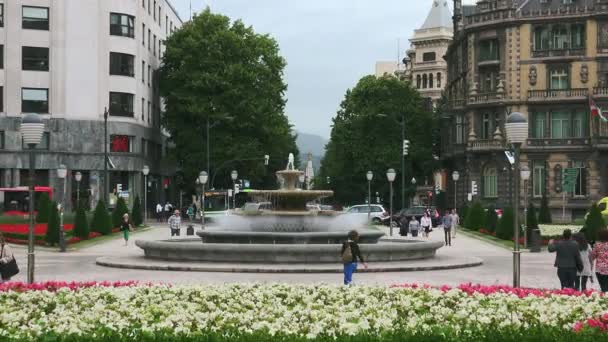 Bilbao Spain 2017 Moyua Square Chavarri Palace Bilbao Spain Дворец — стоковое видео