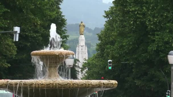 Bilbao Spanien Circa 2017 Moyua Torget Och Chavarri Slottet Bilbao — Stockvideo