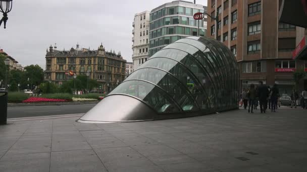 Bilbao Spanien 2017 Moyua Bahn Station Moyua Platz Bilbao Spanien — Stockvideo