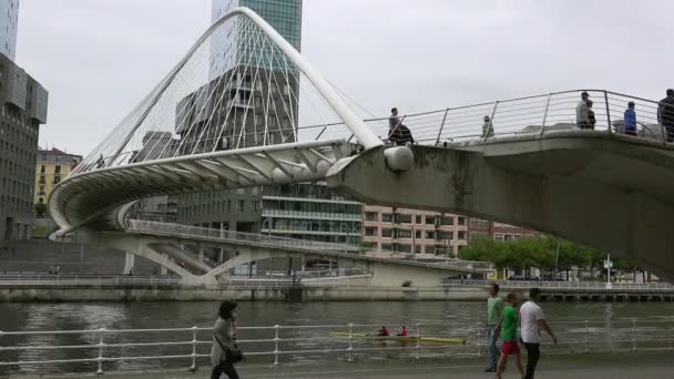 Bilbao Spanya 2017 Yaklaşık Zubizuri Köprüsü Santiago Calatrava Bilbao Spanya — Stok video