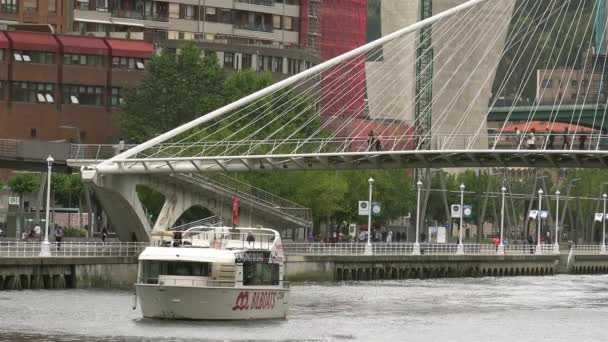Bilbao Espanha Circa 2017 Ponte Zubizuri Santiago Calatrava Bilbau Espanha — Vídeo de Stock