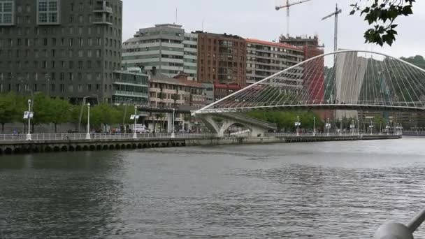 Bilbao Hiszpania Circa 2017 Most Zubizuri Santiago Calatrava Bilbao Hiszpania — Wideo stockowe