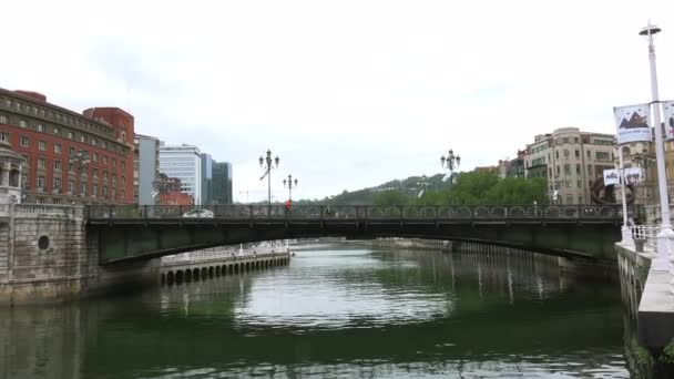 Μπιλμπάο Ισπανία Περίπου 2017 Cityscape Του Μπιλμπάο Πόλη Τοπίο Ποτάμι — Αρχείο Βίντεο