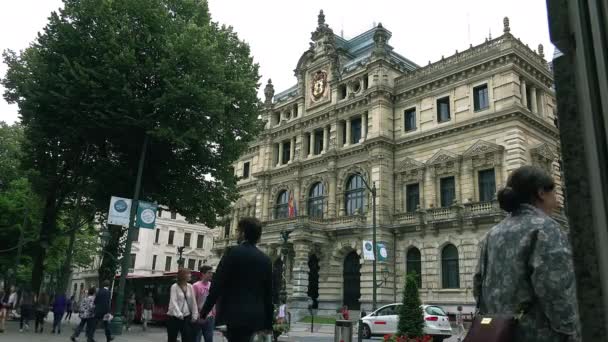 Bilbao Španělsko 2017 Provinční Rady Hall Biscay Palác Foral Deputace — Stock video
