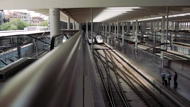 Madrid Spain Circa 2018 Trains Madrid Atocha Railway Station — Stock Video