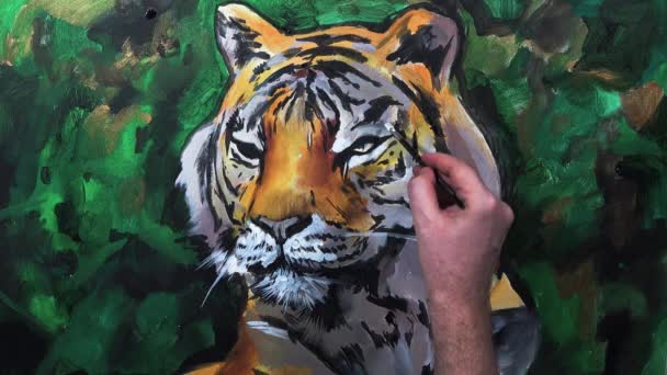 Művészi kézi festés, egy tigris fej, videobeszélgetéshez