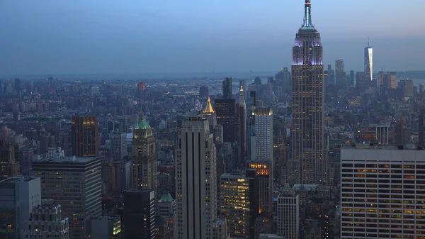 New York Usa Letecký Pohled Centrum Manhattanu Městské Mrakodrapy Době — Stock fotografie