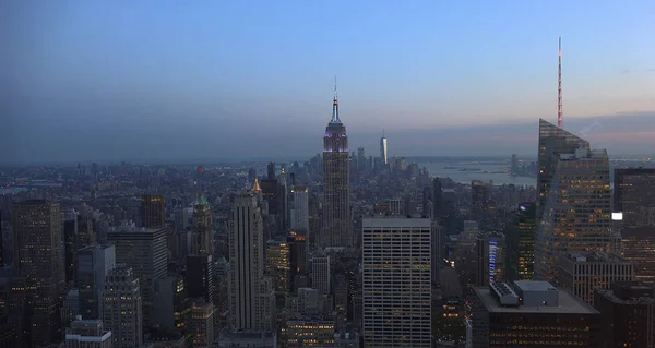 Nueva York Vista Aérea Del Centro Manhattan Los Rascacielos Del —  Fotos de Stock