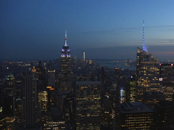 New York Usa Flygvy Över Manhattan Midtown Och Downtown Skyskrapor — Stockfoto