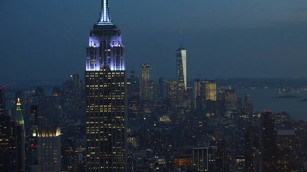 New York Usa Letecký Pohled Centrum Manhattanu Městské Mrakodrapy Době — Stock fotografie