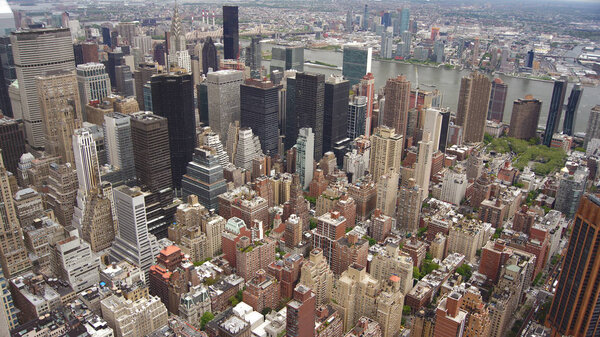 New York, Usa:Aerial view of Manhattan midtown and downtown skyscrapers
