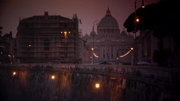 Pohled Papežskou Baziliku Petra Vatikánu Bazilika Papale San Pietro Vaticanu — Stock video