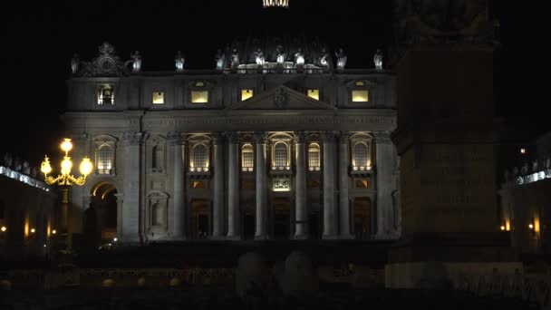 Vista Noturna Basílica Papal São Pedro Vaticano Basílica Papale San — Vídeo de Stock