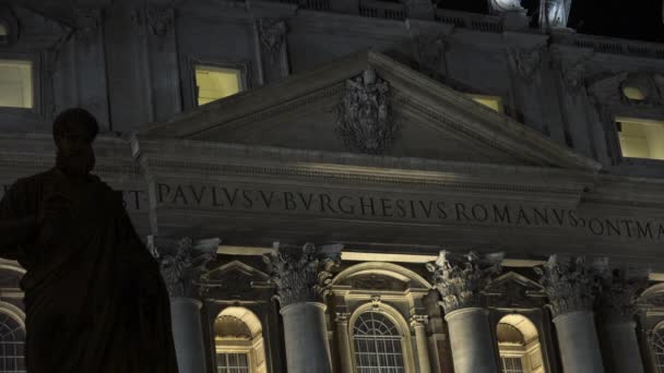 Nachtansicht Der Päpstlichen Basilika Des Heiligen Petrus Vatikan Basilica Papale — Stockvideo