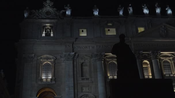 Vista Noturna Basílica Papal São Pedro Vaticano Basílica Papale San — Vídeo de Stock