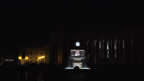 Éjszakai Kilátás Pápai Bazilika Szent Péter Vatikánban Bazilika Papale San — Stock videók