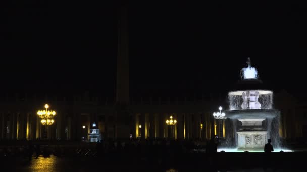 Нічний Вид Папської Базиліки Святого Петра Ватикані Basilica Papale San — стокове відео