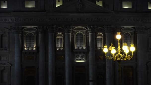 Noční Pohled Papežskou Baziliku Petra Vatikánu Bazilika Papale San Pietro — Stock video