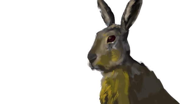 Temps Écoulé Dessin Numérique Peinture Lapin Écran Vert Écran Blanc — Video