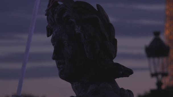 Paris Frankreich Berühmter Brunnen Auf Der Place Concorde Der Nacht — Stockvideo