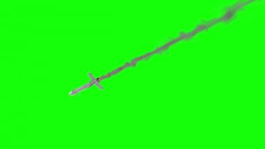 Yeşil ekran arka plan üzerinde uçan askeri füze