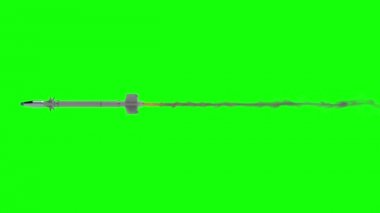 Yeşil ekran arka plan üzerinde uçan askeri füze