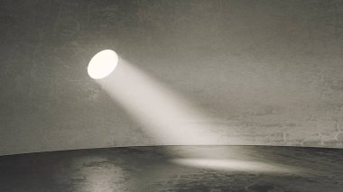 Yuvarlak Oda beton spot ile yapılmış. 3D çizim